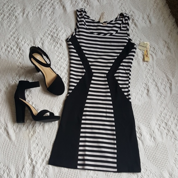 Dresses & Skirts - Black and White Striped Dress